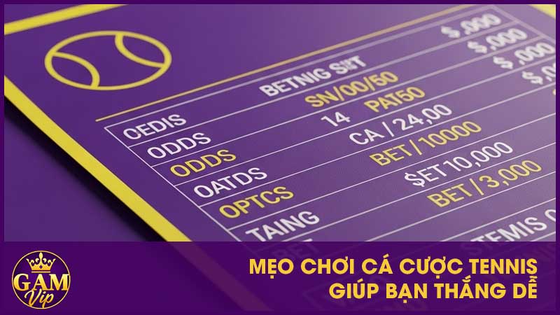 Mẹo chơi cá cược tennis giúp bạn thắng dễ