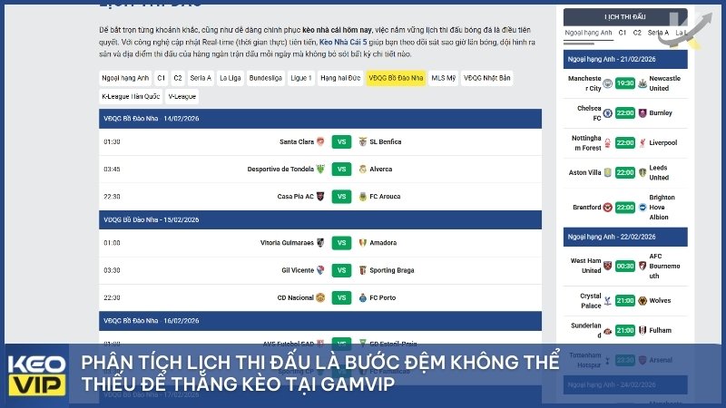 Kèo Nhà Cái Và Lịch Thi Đấu Bóng Đá: "Bản Đồ" Dẫn Lối Thành Công Tại Gamvip 3 Phân tích lịch thi đấu là bước đệm không thể thiếu để thắng kèo tại Gamvip.